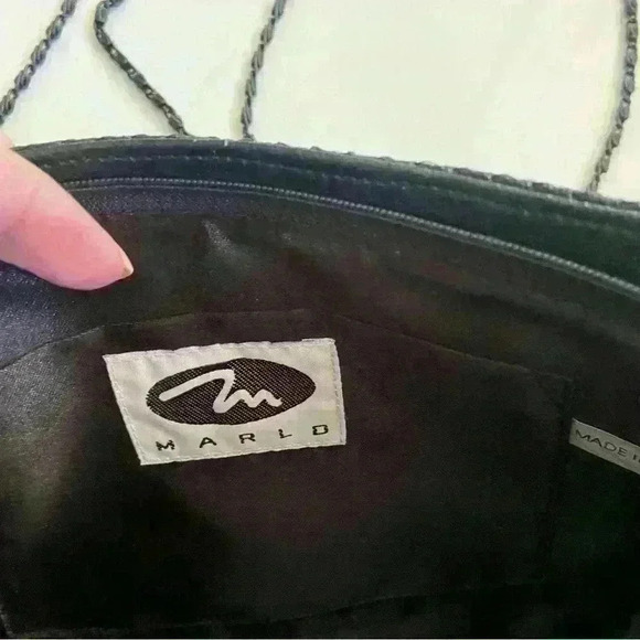 Marlo Sequined Evening Purse. Black Shoulder Strap. Special occasion Party - Picture 5 of 7